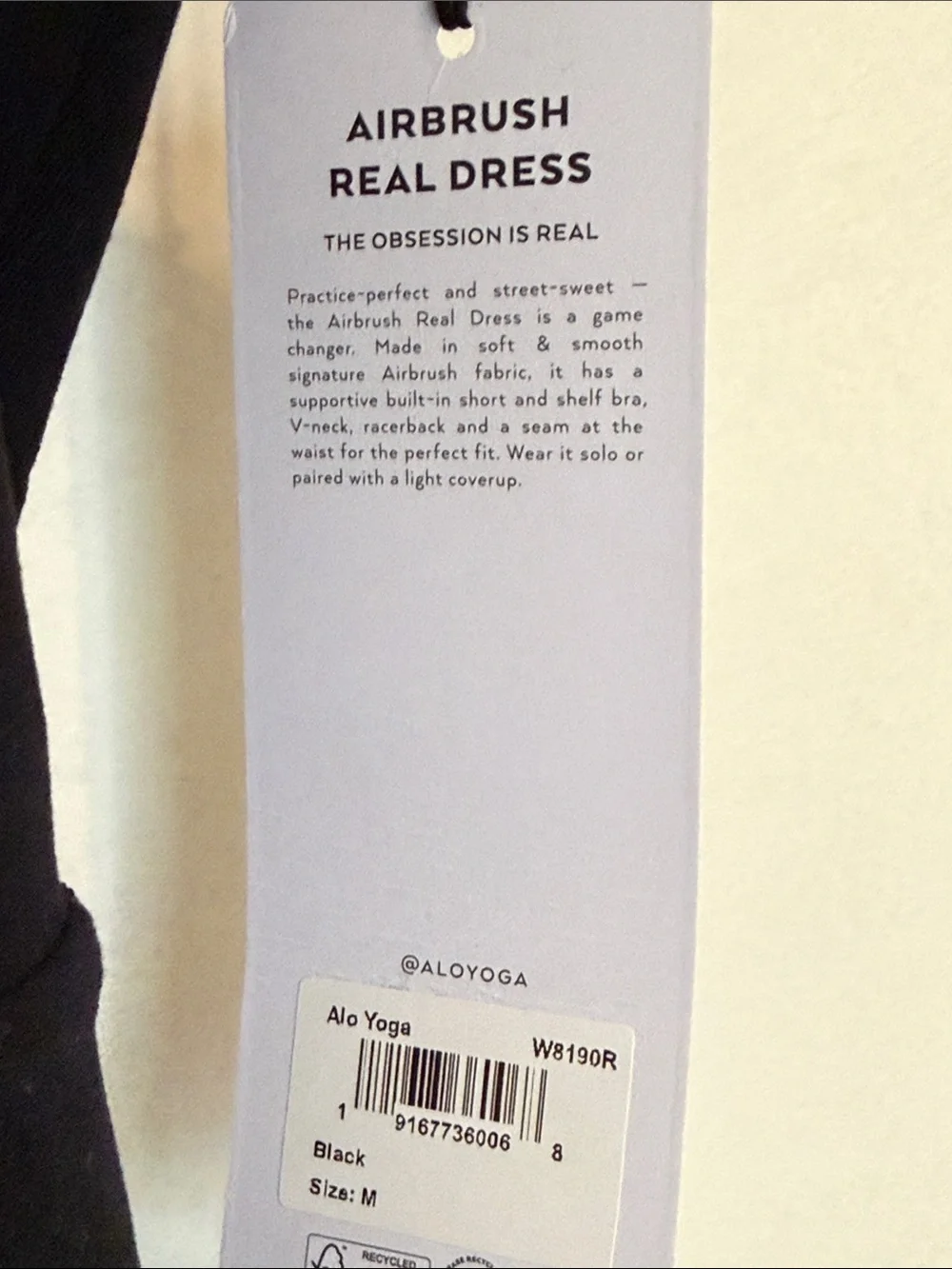 NWT alo yoga Airbrush Real Dress in Black